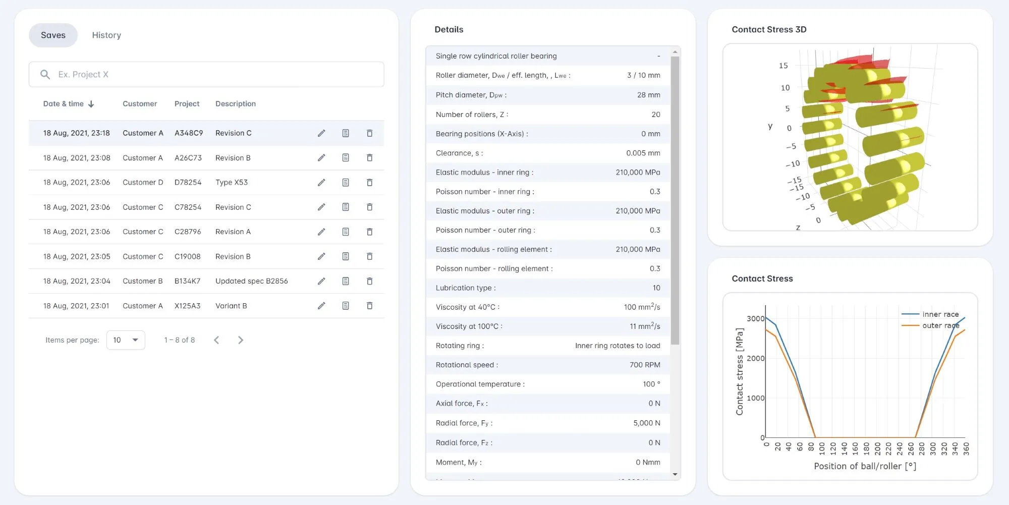 Bearing calculation software save result to the cloud - BearingSolve
